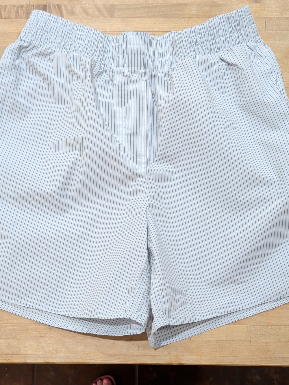 Babaton Light Blue Pinstripe Elastic Waist Shorts 100% Cotton Size XS